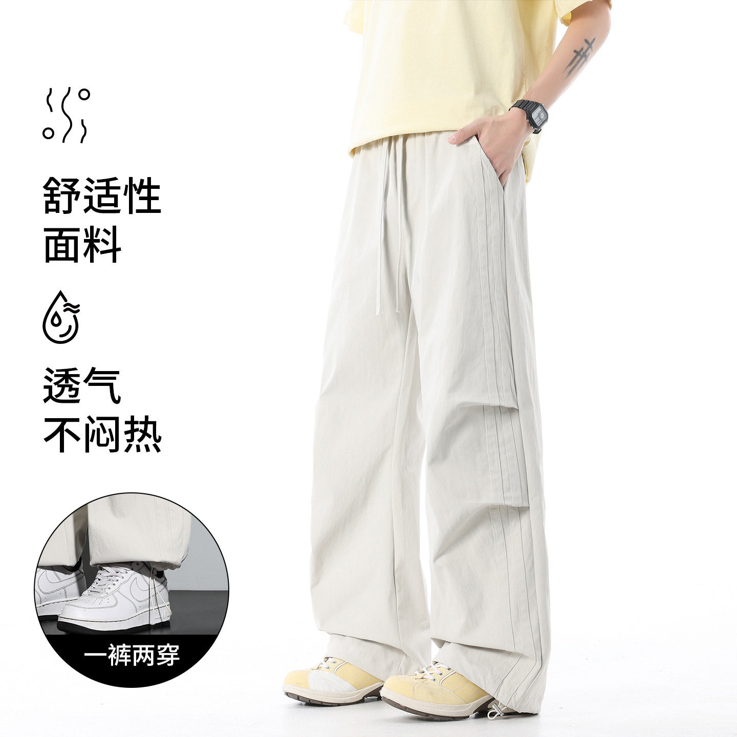 美式休闲风直筒阔腿裤男士宽松透气工装长裤潮流CK26015-特P42图片