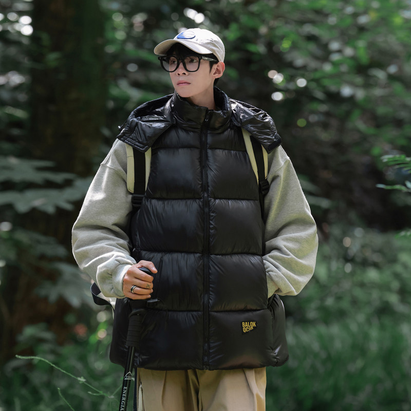 黑金羽绒棉10情侣马甲男女冬季连帽50控69立领40控59MJ98618-P40，男装背心/马甲，电商A076