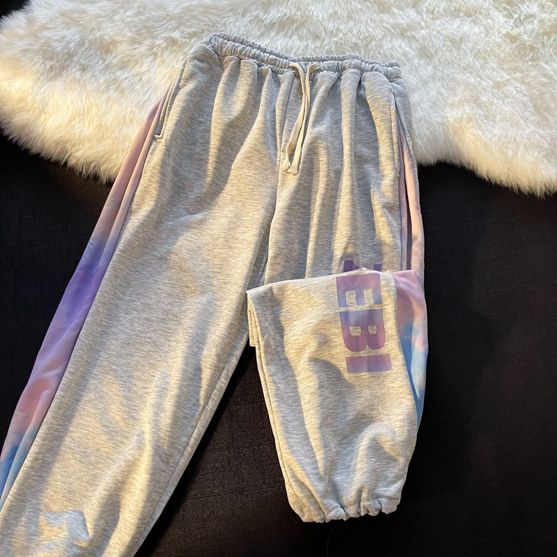 卫裤情侣男女秋季九分裤子束脚运动长裤港风摆拍3C图片