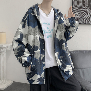情侣连帽外套男女秋季印花夹克港风中性风迷彩17J图片