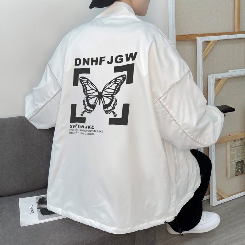 秋装反光夜光印花外套男中性风港风模特大码情侣夹克25JK2109-P60图片