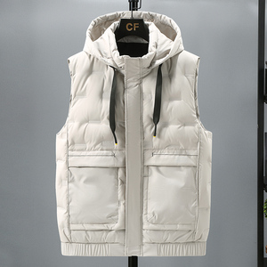 秋冬季羽绒棉马甲男连帽无袖保暖背心外套工装马夹MJ22109-特P70，男装背心/马甲，电商A076