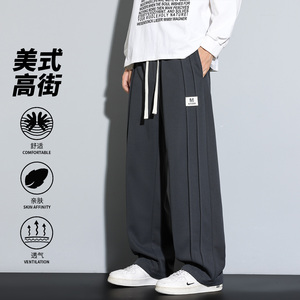 运动卫裤男春秋季新款宽松直筒裤潮流百搭休闲裤CK2575-特P35图片