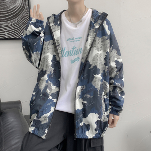 情侣连帽外套男女秋季印花夹克港风中性风迷彩14J