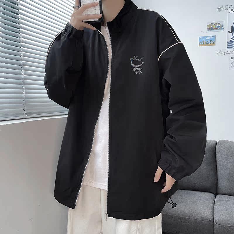 夹克服秋季男女夜光反光外套宽松港风中性风模特摆拍39J图片