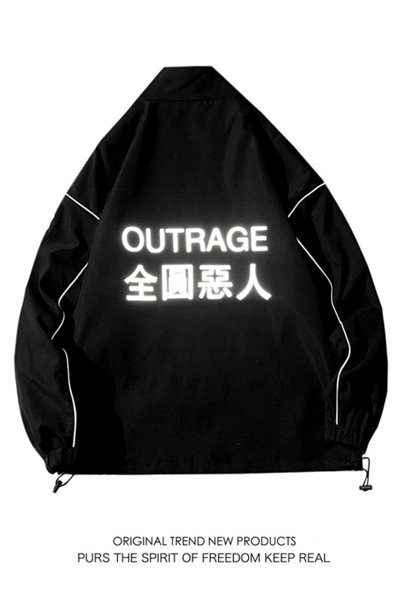秋季夜光印花外套男ins港风潮流宽松大码情侣夹克白底4JK2116-P60,男装夹克,电商A076