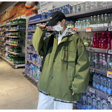 假两件外套男春季大码工装夹克冲锋衣港风模特2JK60011-特P30，男装夹克，电商A076