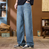 2025年夏季天丝牛仔裤男士宽松直筒阔腿长裤子无差价NZ6843-P50，商品下架区，电商A076