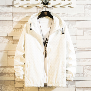 反光夜光情侣款外套男女秋季中性风休闲夹克风衣白墙4J图片