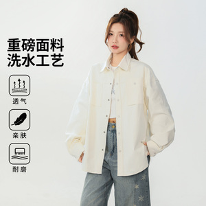 通勤风长袖衬衫女宽松翻领蓝色衬衣透气亲肤耐磨上衣26020-特P55图片