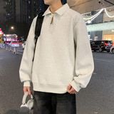 休闲风半拉链polo领卫衣男黑色长袖潮流青少年上衣WY5512-特P55，男装卫衣，电商A076