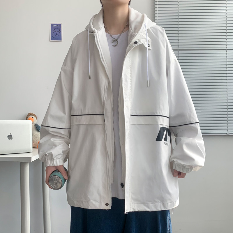 假两件连帽工装外套港风中性风宽松夹克ins新款27J图片