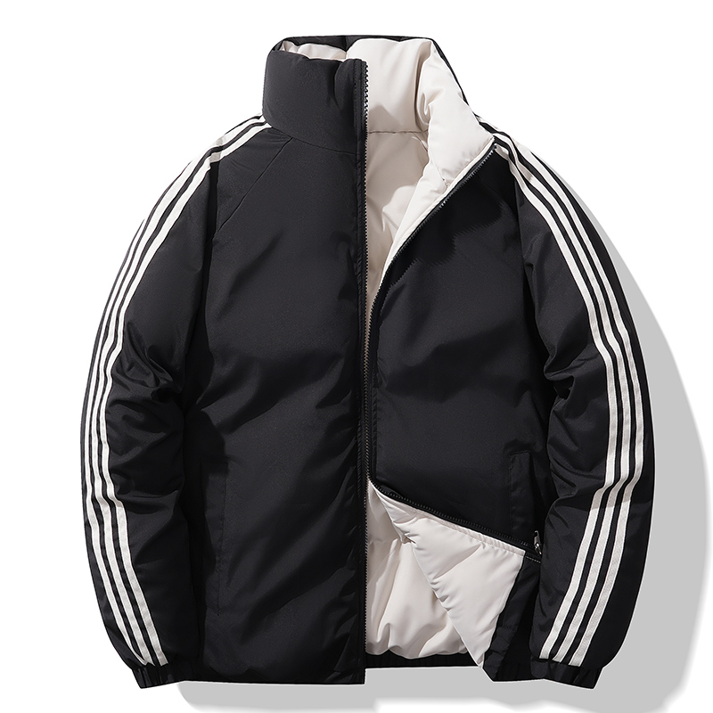 男士立领双面穿棉衣冬季加厚条纹保暖时尚棉服外套MY9989特85，男装棉衣，电商A076