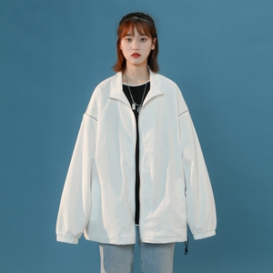 夹克秋季服男女白墙夜光反光外套薄款港风中性风女J图片