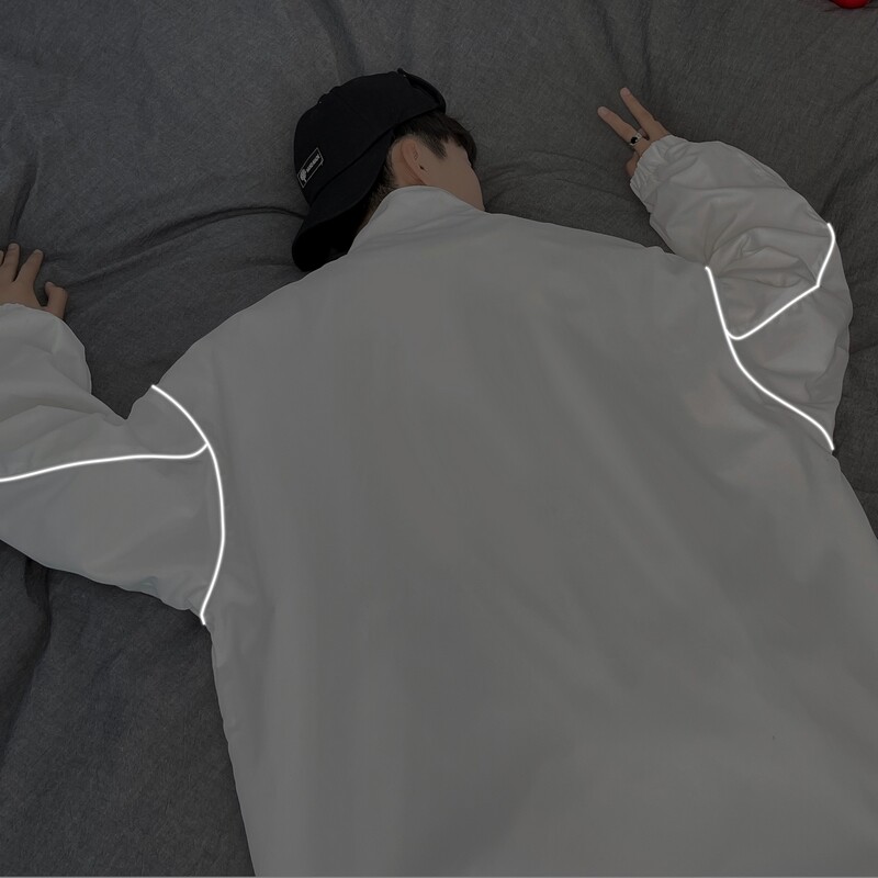 夹克秋季服男女白墙夜光反光外套薄款港风中性风男39J图片