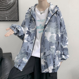 情侣连帽外套男女秋季印花夹克港风中性风迷彩17J，男装夹克，电商A076