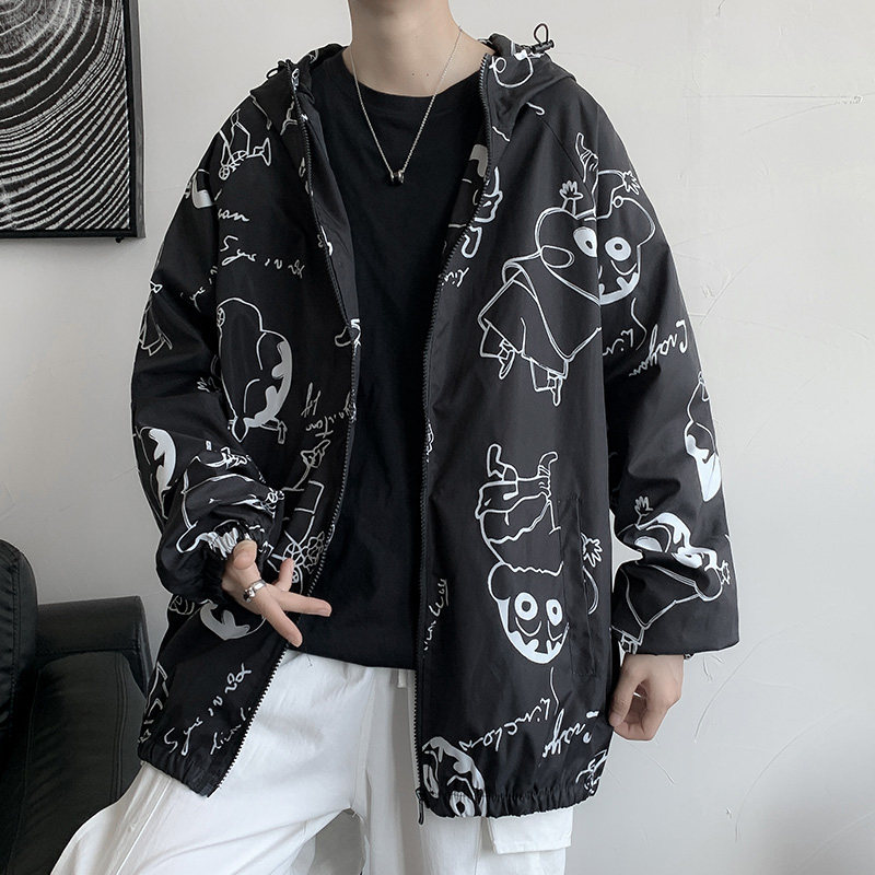 卡通蜡笔小新情侣款外套男女秋季中性风夹克风衣模特14J图片