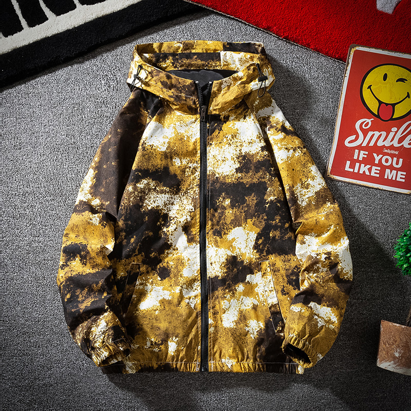 Fashion brand camouflage jacket men's and women's Korean fashion hooded casual thin jacket lovers' dress