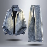 春季休闲运动套装男青少年立领夹克长裤时尚百搭两件套2507特P110，男装夹克，电商A076