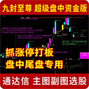 九封至尊 超级盘中资金版 抓涨停打板 资金打分排名 盘中尾盘专用