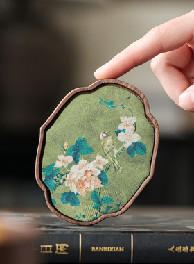 胡桃木云纱杯垫茶托布艺隔热防烫木质隔热垫耐热工夫茶托茶垫底座