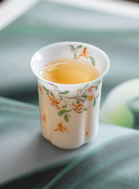 手绘冰种玉瓷主人杯陶瓷品茗杯家用羊脂玉白瓷单杯茶杯喝茶具杯子