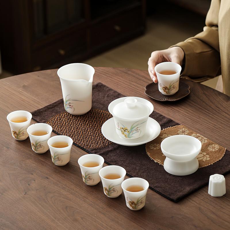 高白瓷盖碗功夫茶具礼盒套装