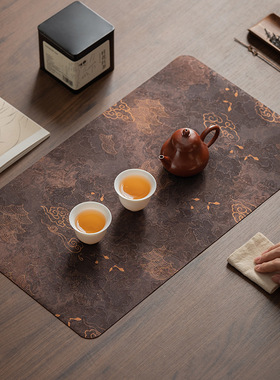 中式双面古画茶席 防水禅意干泡单人茶巾布垫子桌旗茶布茶道配件