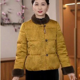 2025冬季新款复古新中式优雅气质外套妈妈冬装民族风保暖羽绒棉服
