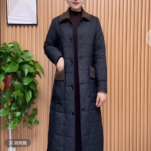 冬季新款气质减龄保暖夹棉中长款外套女款毛领宽松显瘦过膝棉大衣