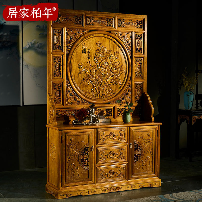 金丝楠木屏风隔断玄关花梨中式客厅落地座屏双面雕花酸枝紫檀家具