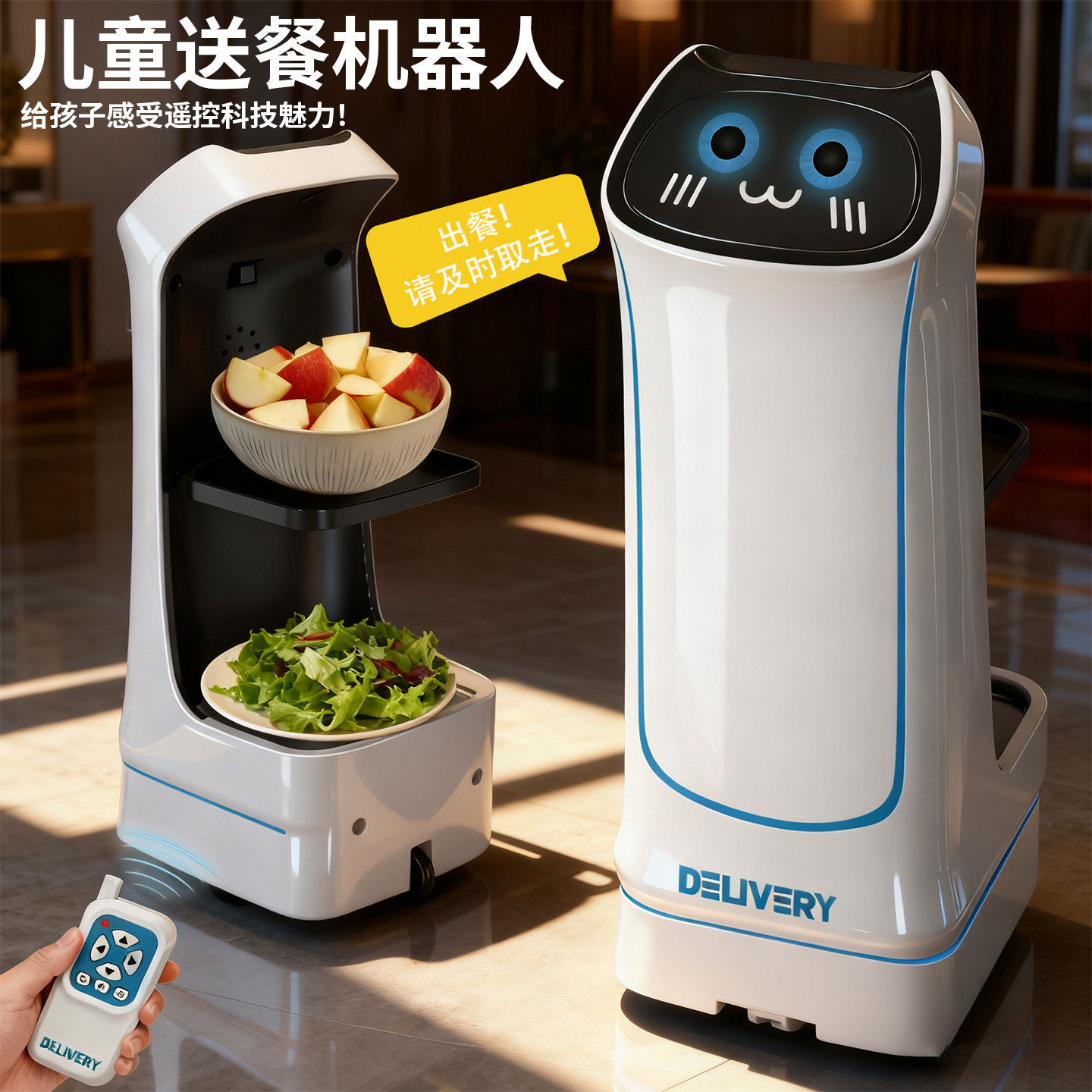 2026新款智能送餐机器人遥控车玩具儿童黑科技小汽车男孩新年礼物