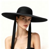 [Non-returnable and non-exchangeable] Vintage cut-edge domed brim laced top hat, autumn and winter faux felt stage design top hat thumbnail 7