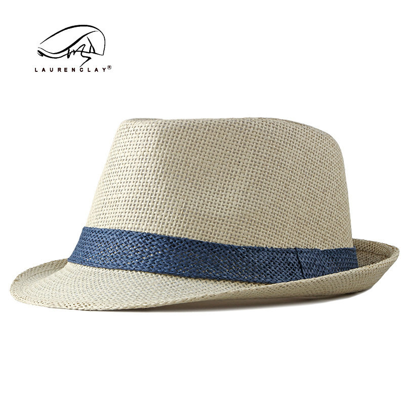 男士防晒帽子简约纯色爵士帽男户外沙滩帽遮阳帽女小礼帽草帽网帽