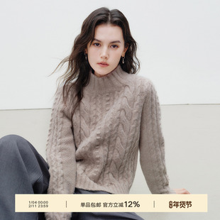 Next Weekend「暖冬」复古绞花针织衫女秋冬半高领羊毛毛衣