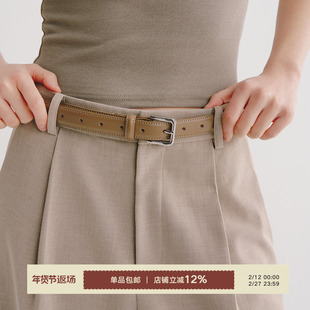 Next Weekend 二层牛皮棕色复古百搭腰带
