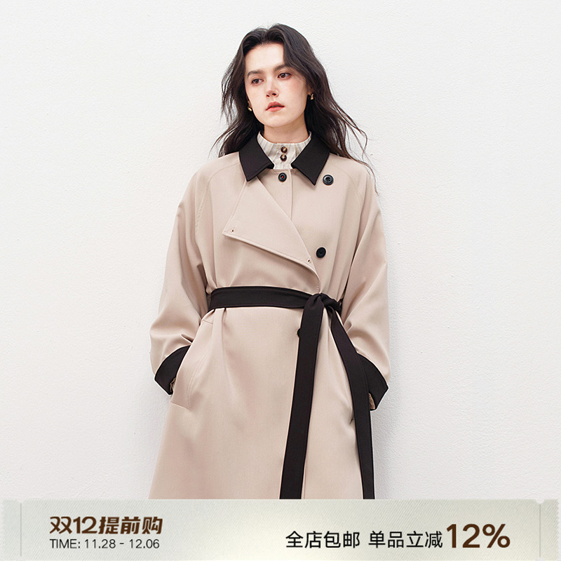 Next Weekend「飞鸟」 微光时刻 撞色拼接长款风衣