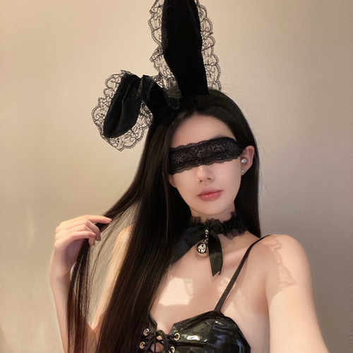 兔耳朵纯欲发箍搭配眼罩