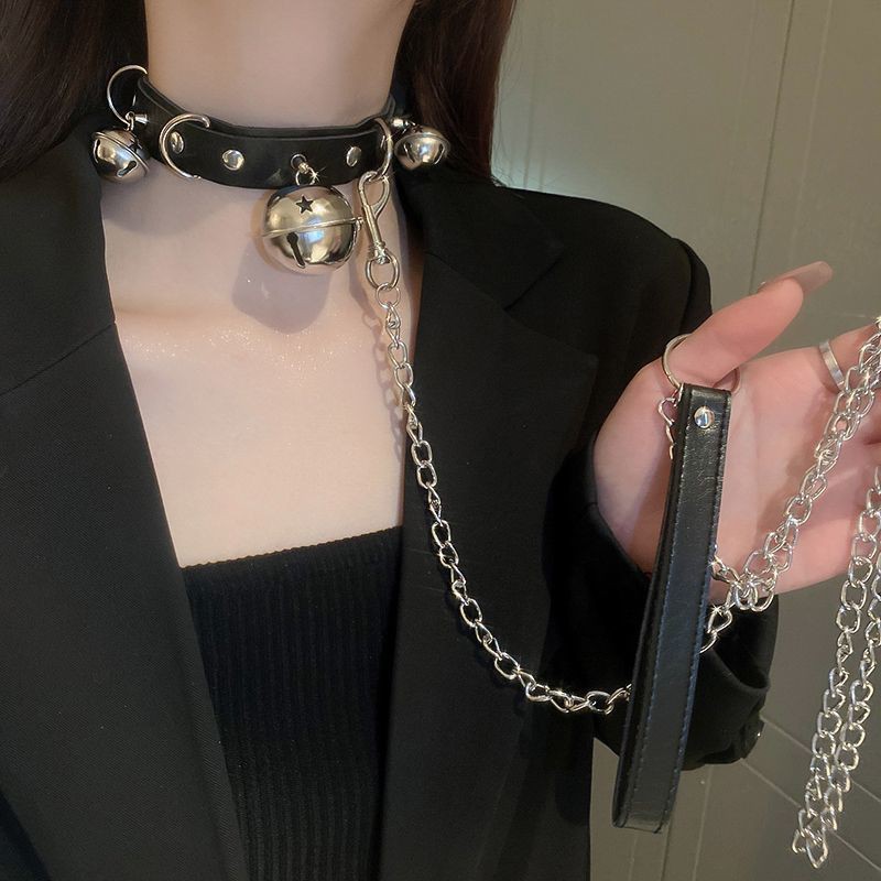 铃铛项圈女牵引绳颈带