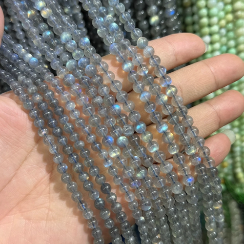 7A级天然灰月光石散珠拉长石半成品DIY饰品串珠