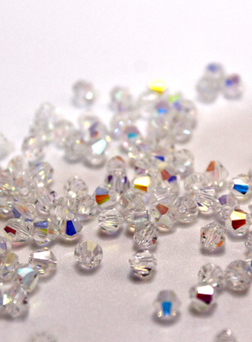 精品奥地利菱形水晶珠子尖珠彩白手工diy串珠玻璃散珠白色幻彩