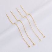 18K包金保色扁O字链耳线 diy手工T字耳坠饰品 带托盘流苏耳饰配件