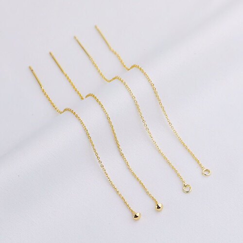 18K包金保色扁O字链耳线 带托盘流苏耳饰配件 diy手工T字耳坠饰品