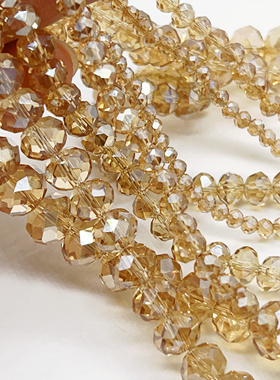 玻璃扁珠1-14mm琥珀金 diy发饰手链门帘材料手工串编制小珠子散珠