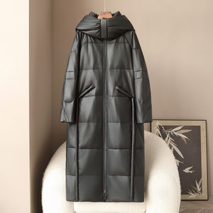 憨厚皇后海宁新款真皮鹅绒服2025冬季女式长款绵羊皮皮羽绒服保暖