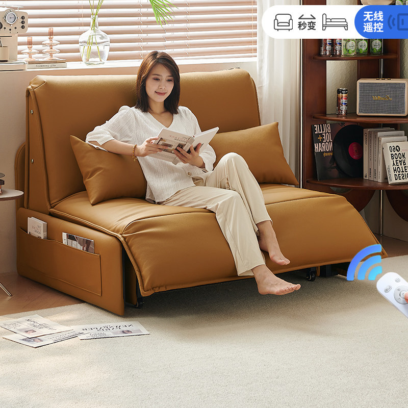 司朴电动沙发床小户型书房卧室多功能可伸缩推拉两用轻奢单人沙发