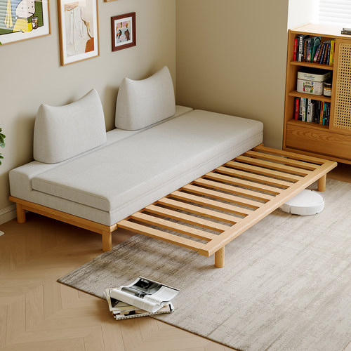 司朴可拆洗小户型实木布艺沙发床