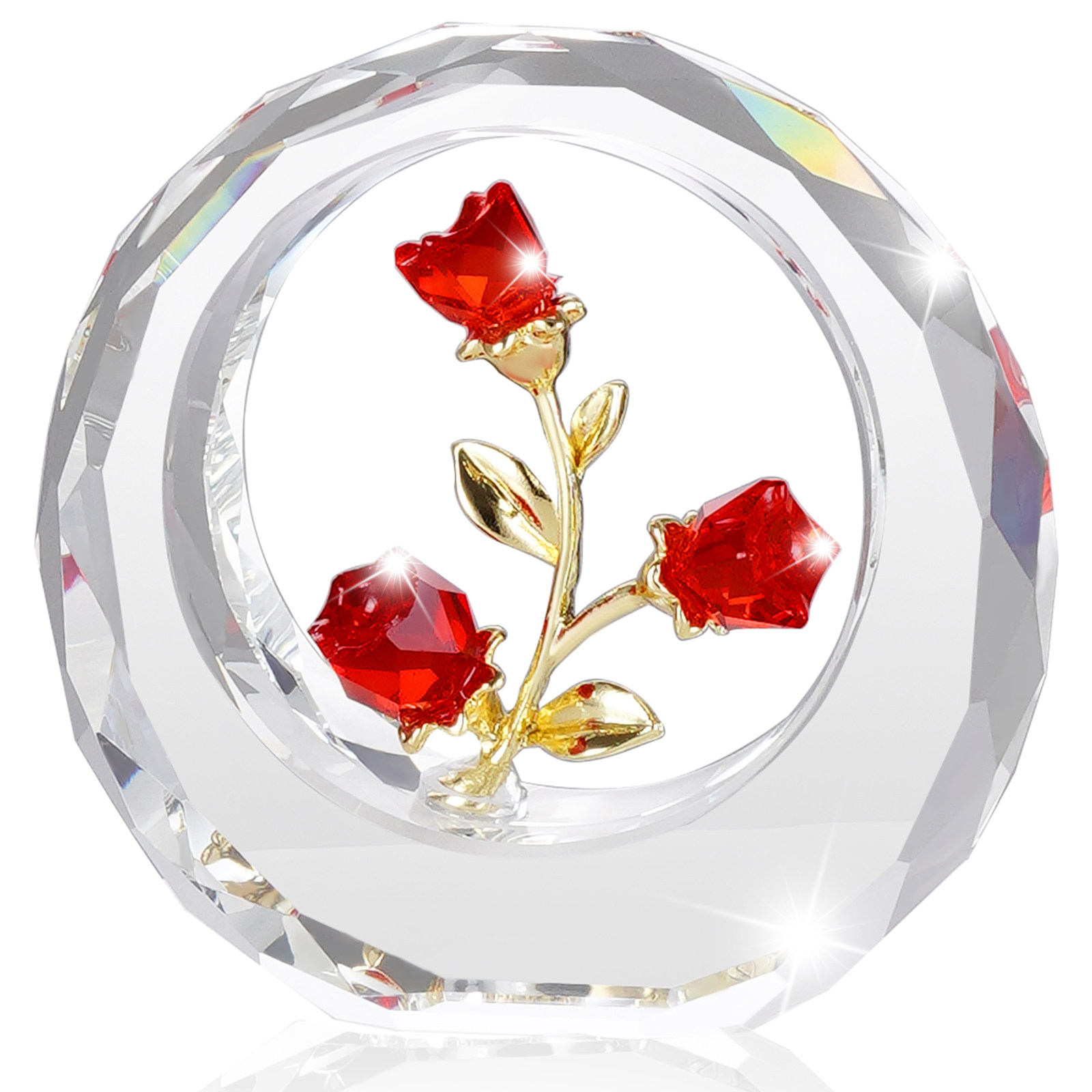 水晶玫瑰花梅花摆件送女友闺蜜