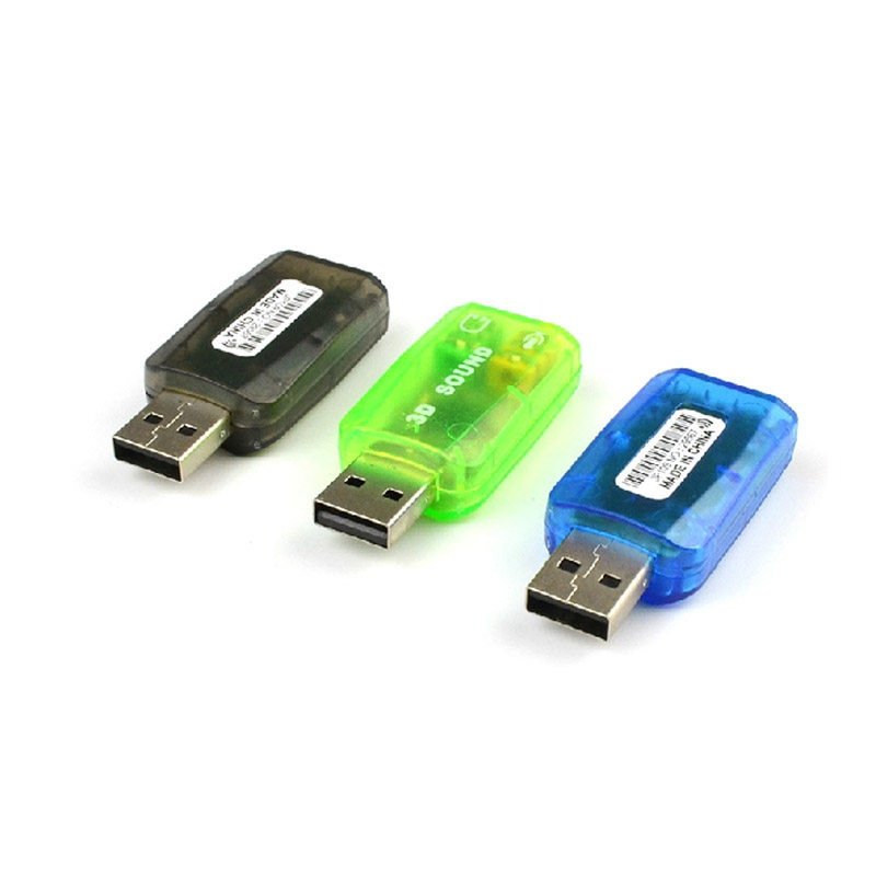 투명 파란색 USB 5.1 사운드 카드 3D 사운드 USB 3.5 헤드셋 컴퓨터 헤드셋 변환기 USB 사운드 카드