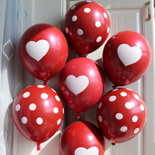 网红浪漫宝石红爱心装饰布置气球